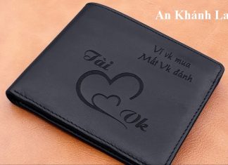 An Khánh khắc tên lên ví da