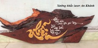 Sản phẩm khắc chữ thư pháp trên gỗ tại An Khánh